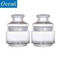 Ocean进口透明玻璃圆形罐密封罐防潮玻璃零食干果瓶茶叶奶粉罐子325ML2只