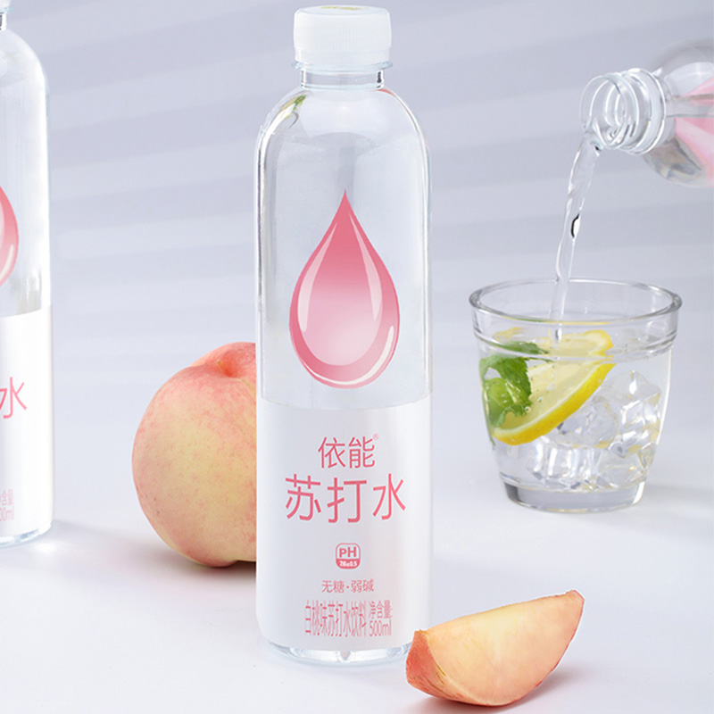 依能苏打水饮料无糖无汽弱碱饮用水苏打水白桃味500ml*12瓶高清大图