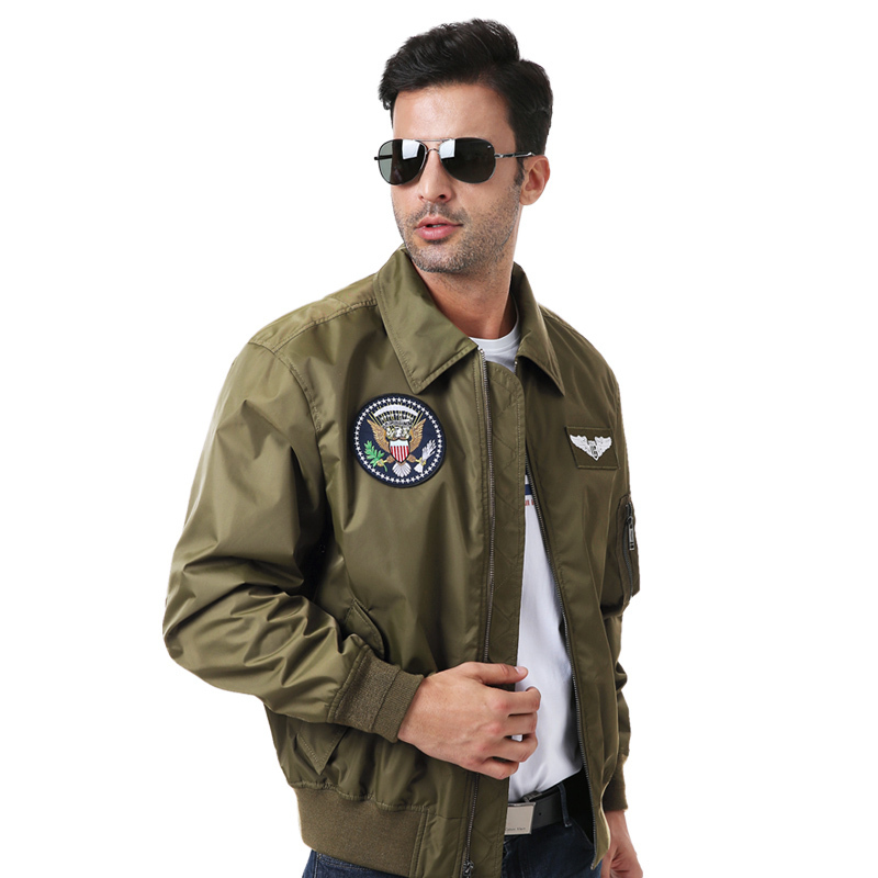 luxurylane春季夹克男士休闲尼龙夹克飞虎队绣花ma1飞行夹克