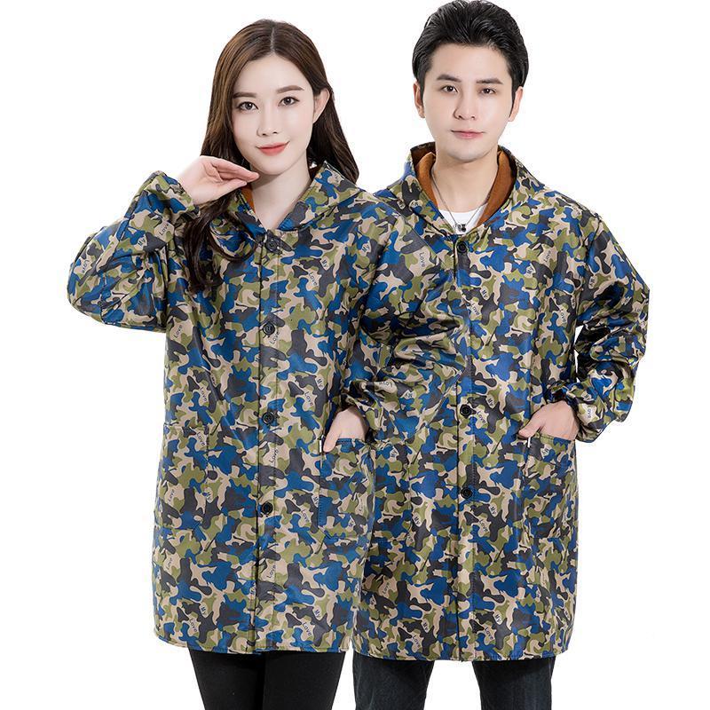 男士成人罩衣女防水防油加绒加厚时尚秋冬工作服长款长袖围裙护衣