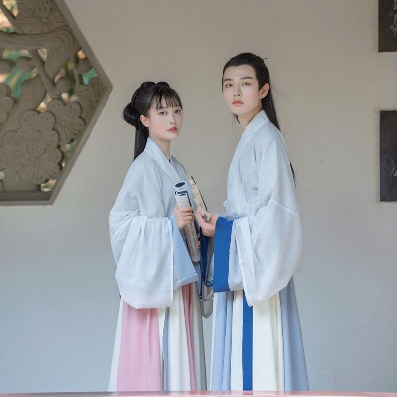 绚妃汉服寻陌莫辞晋制交领三件套齐腰一片式闺蜜女情侣款男正图片