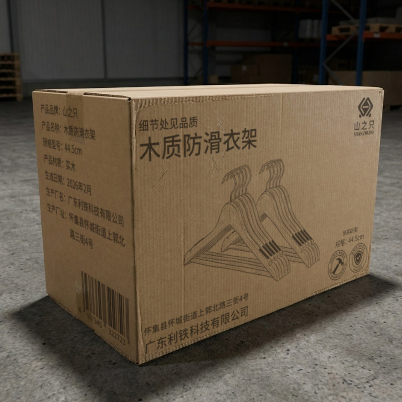 山之只 木质防滑衣架 44.5cm 个高清大图