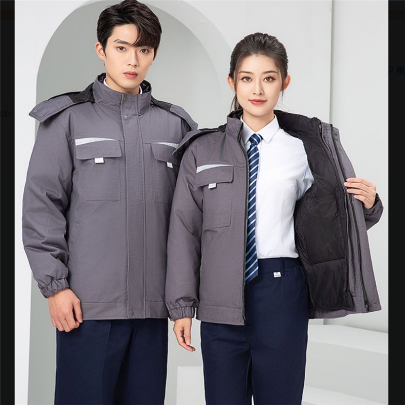 京嘉(JINGJIA)D522短款羽绒服 藏蓝深灰色 可定制LOGO 短款羽绒服劳保工作服劳保服男女同款高清大图