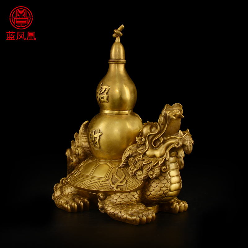 家柏饰(CORATED)铜摆件龟背葫芦铜制玄灵护岁福禄归来 12号龙龟背葫芦可开盖+赠底座高清大图