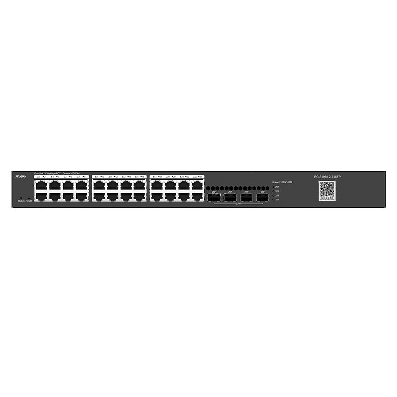 锐捷(Ruijie)RG-S1930系列二层百兆网管交换机 RG-S1930-24T4SFP 黑色