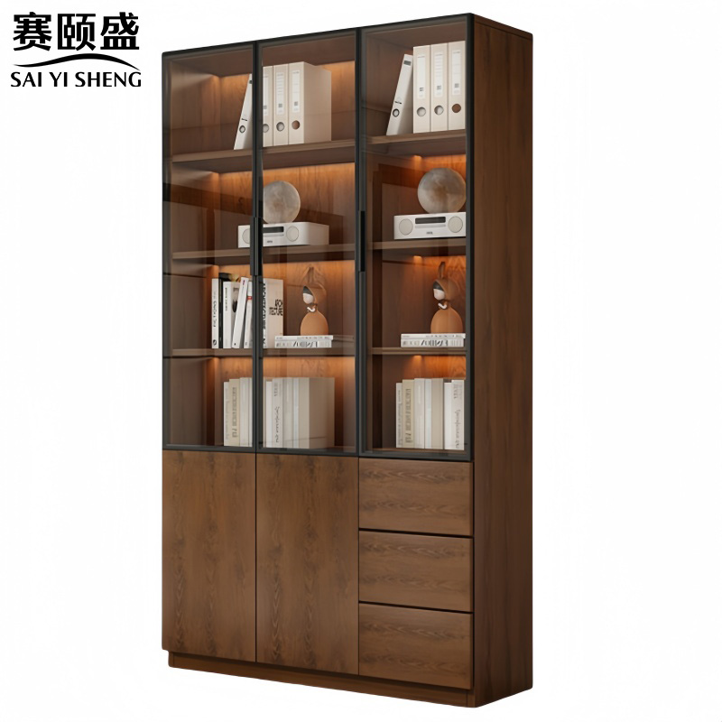 赛颐盛木质书柜双柜三抽1200*320*2000mm台