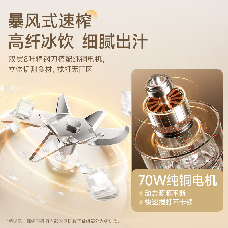 小熊(Bear)便携式榨汁机家用水果小型充电迷你榨汁杯高清大图