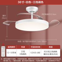 欧普隐形电风扇灯吊扇灯led餐厅美式吊灯卧室客厅欧式灯具中式灯饰餐厅灯 智能调光送遥控器