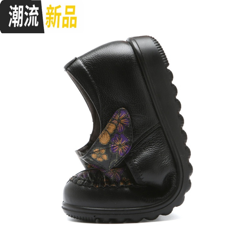 妈妈鞋真皮软底皮鞋中老年人春秋款妇女鞋奶奶老人鞋女式大码单鞋 广赫