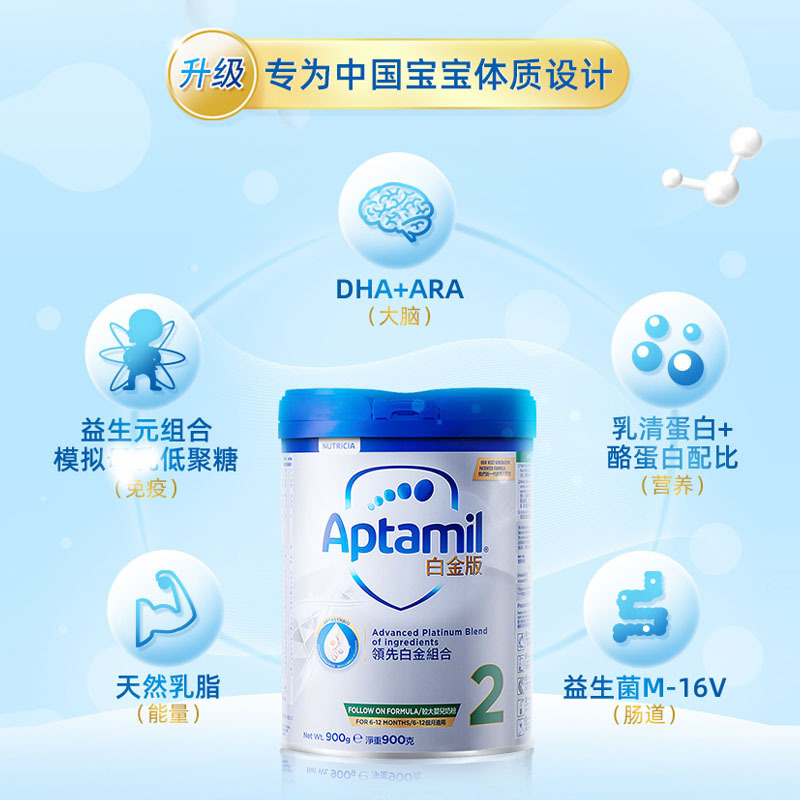 原装进口澳洲新西兰进口香港港版Aptamil爱他美2段白金致亲版(6-12个月)900g高清大图
