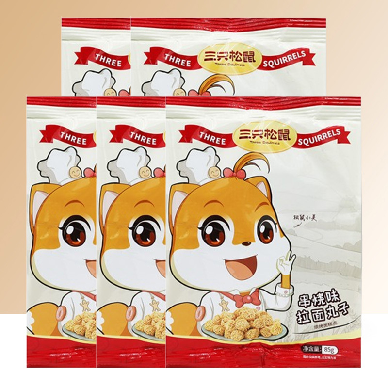 三只松鼠拉面丸子休闲零食干脆面拉面丸子85g*5袋