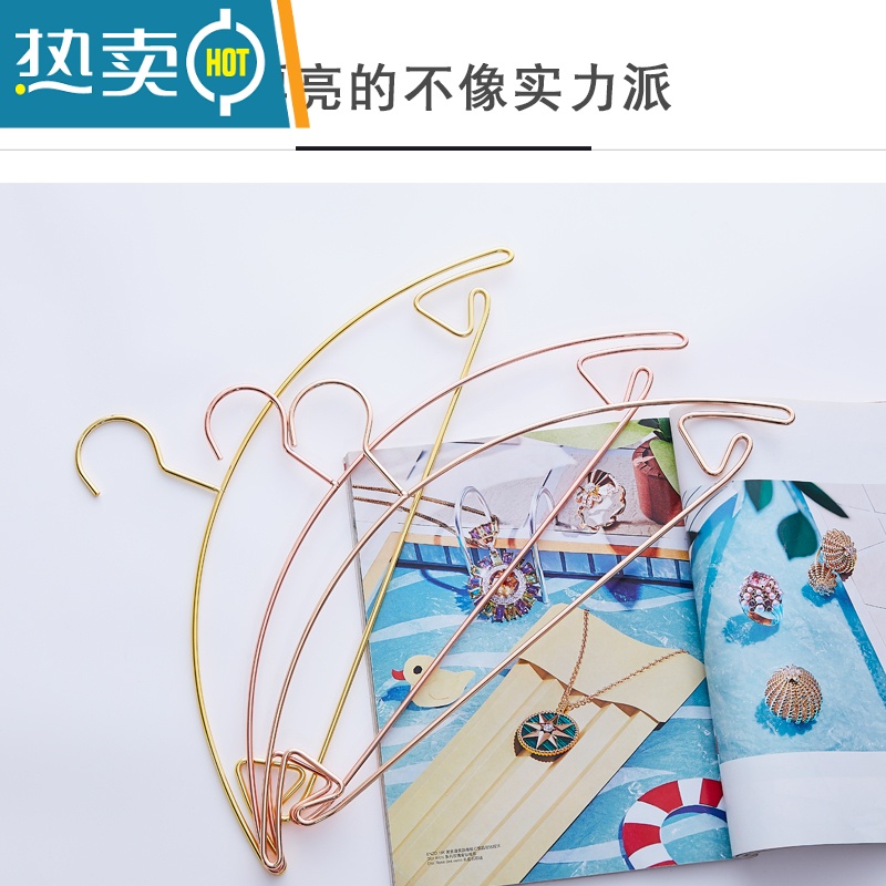 敬平订制金属半圆弧形衣架宽肩不起包衣挂高级感晾晒衣架INS衣夹 玫瑰金 半圆玫瑰金衣架 5个高清大图