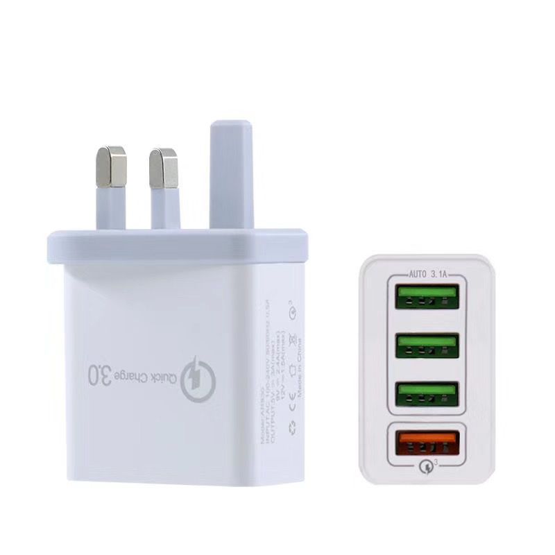 qc3.0usb6.1a充电头闪充4口手机充电器|6.1A白色/英规