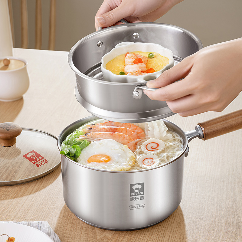 康巴赫316L不锈钢健康奶蒸锅高清大图