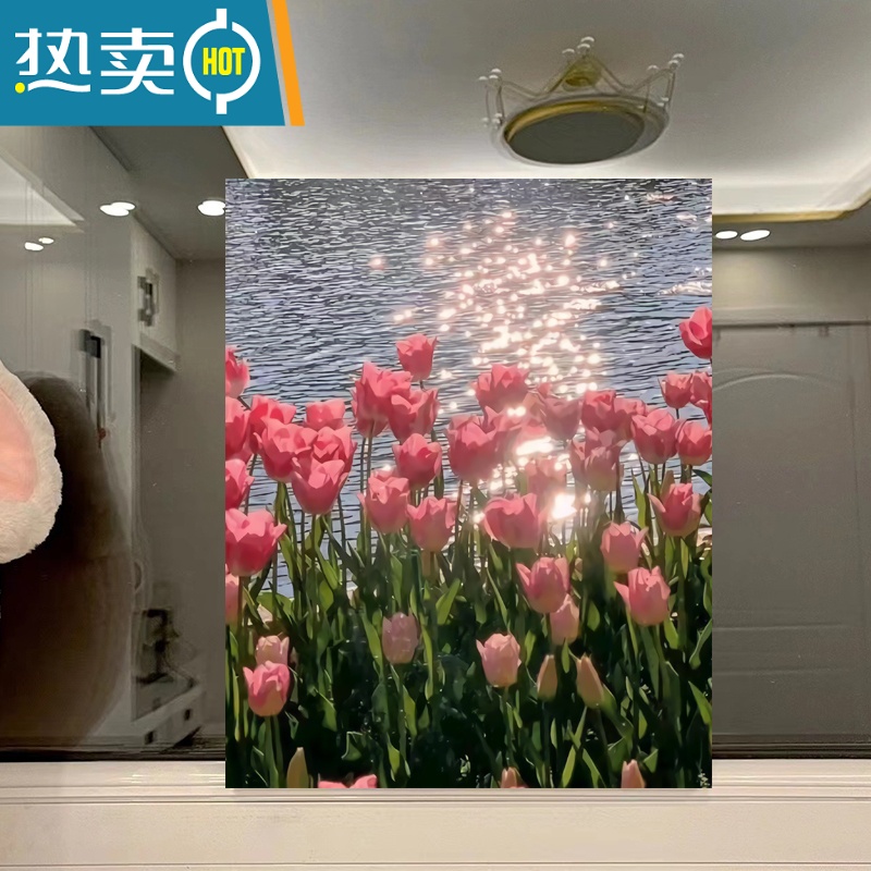 敬平郁金香数字油画diy油彩画手工填充涂色手绘花卉画画装饰风景艺术装饰画高清大图