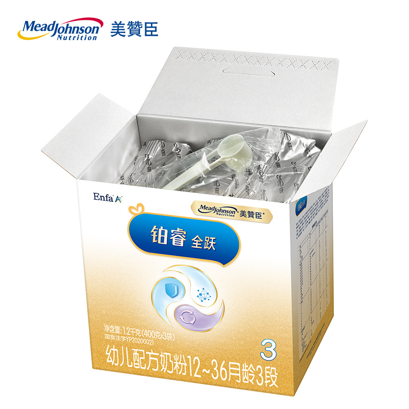 美赞臣(Mead Johnson)铂睿全跃3段幼儿配方奶粉(12~36月龄适用) 1.2kg盒装 超A罐新上市 吴磊代言