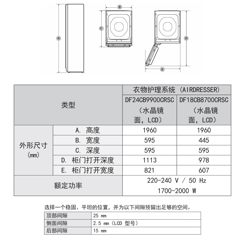三星DF24CB9900CRSC 上衣(5~9)+下衣5 羊毛羊绒护理 衣物裤子护理 全屋除湿 AI烘干衣物护理机高清大图