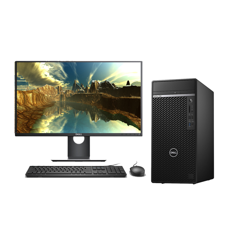 戴尔(DELL)Optiplex7080MT 27英寸台式机电脑整机全套 定制(i5-10500 4GB 1TB+128GB 2GB独显 DVDRW win10)商用办公 家用娱乐