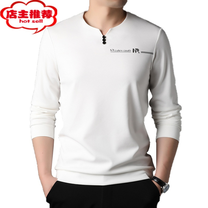 shanchao男士长袖t恤v领薄款卫衣休闲体恤宽松男装上衣服潮流打底衫