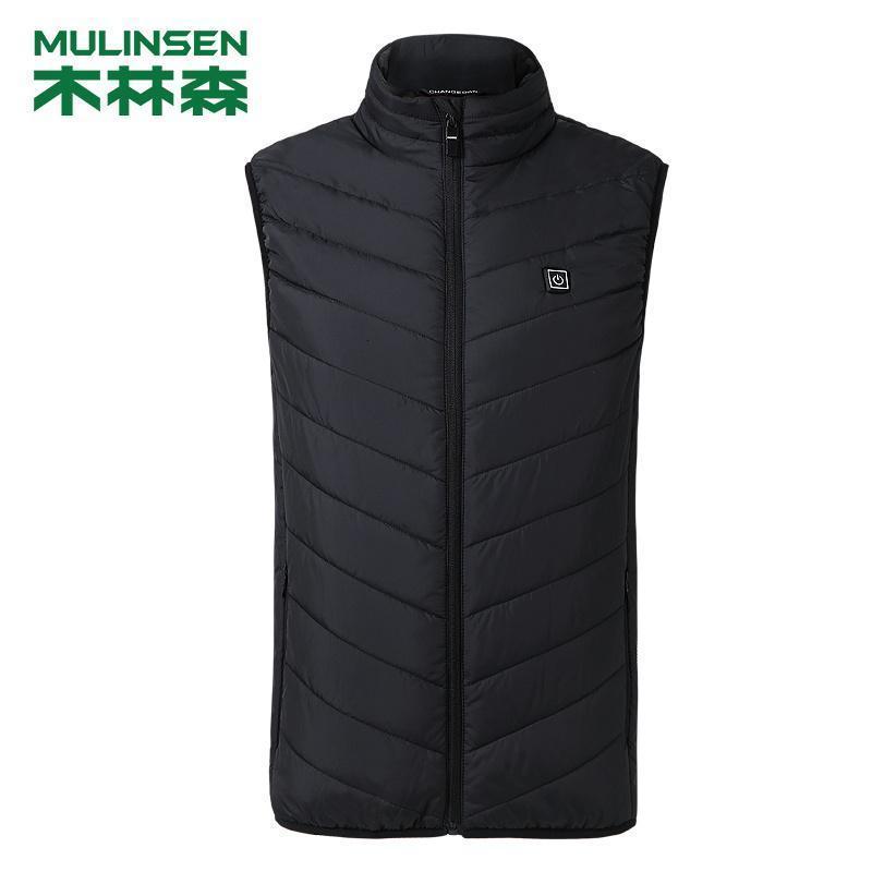 [直营]木林森(MULINSEN)USB智能加热马甲男士电热发热外套冬季加厚羽绒棉保暖背心男户外保暖棉衣