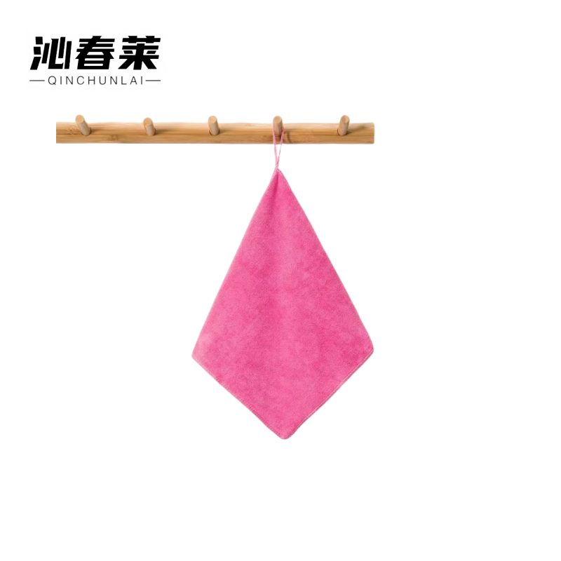 沁春莱加厚珊瑚绒抹布(粉色)30*30cm/条高清大图