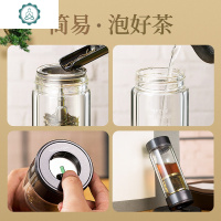 茶水分离杯加厚送礼办公家用车载男女双层保温泡茶玻璃杯 封后 U158L-海军蓝-410ml[简约单层]