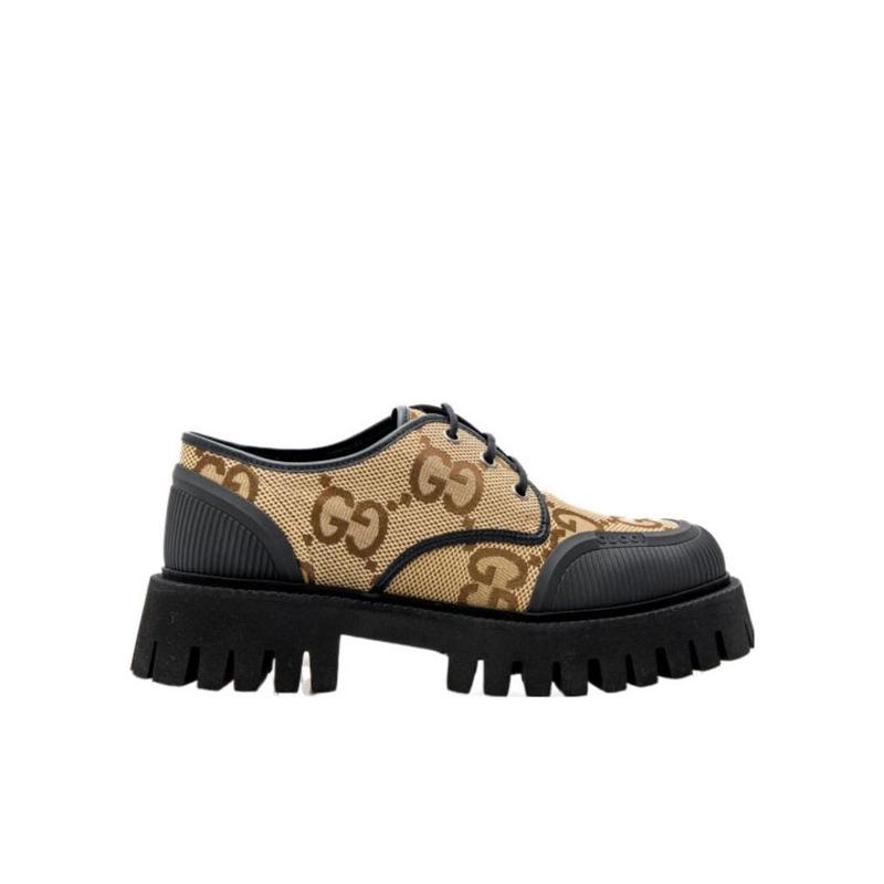 古驰(GUCCI)圆头系带商务休闲鞋男防水防滑锯齿橡胶底户外运动鞋高清大图