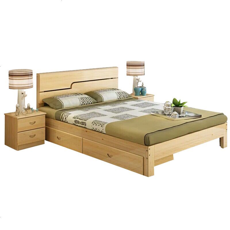 全实木双人床简易木床1318米经济型现代简约大床1215单人床