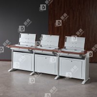 居将 JJ4012406 隐藏式翻转电脑桌培训桌教室机房多媒体学习桌办公桌A款三人位