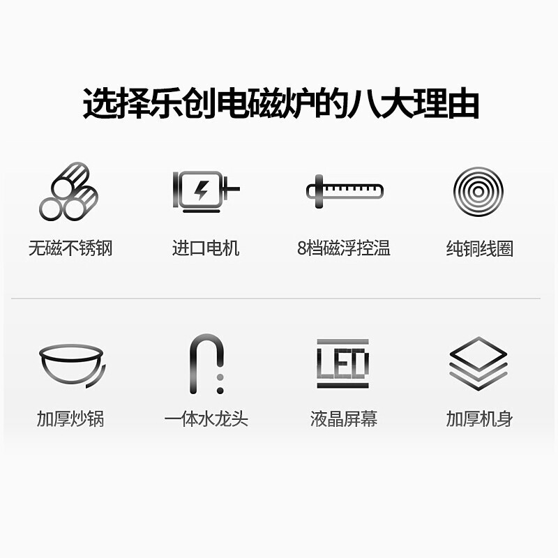lecon/乐创 商用电磁炉大锅灶大功率20KW 饭店厨房食堂炒炉电灶台 380V/20KW 80CM高清大图