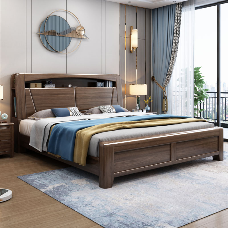 百冠环球 金丝檀木实木床1.8米双人床现代简约1.