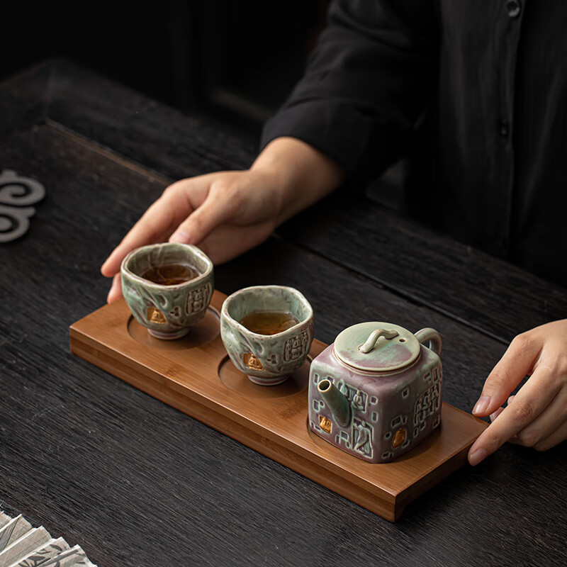苏氏陶瓷(SUSHI CERAMICS) J0936 遇见敦煌·觉者小套装(一壶两杯一茶盘) 四件套 (单位:套)高清大图