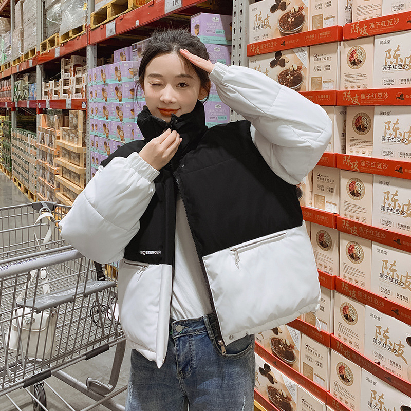 韩短款棉服棉衣女2023年新款小众设计感学生面包服小个子冬季外套