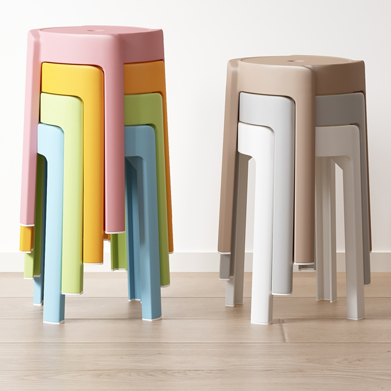 阿斯卡利塑料凳子家用可叠放加厚高板凳出租房餐桌备用风车圆胶凳简易