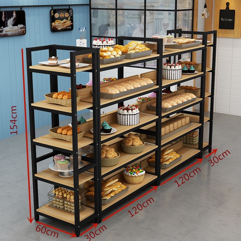 面包展示柜展示架组合柜陈列架中岛柜货架多层边柜商用 面包中岛架五层长度120一套组合官方标配