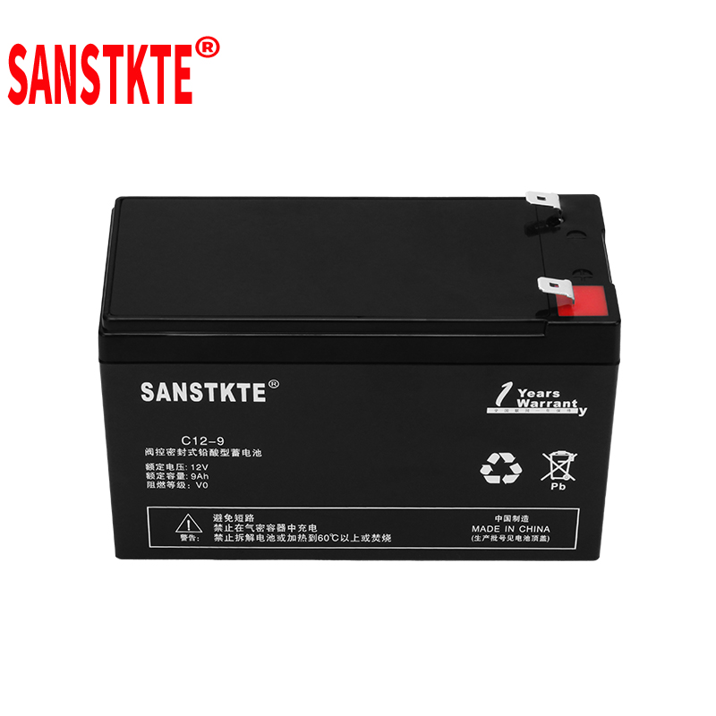 SANSTKTE铅酸蓄电池童车12V9AH喷雾器电瓶安防UPS电源照明监控门禁C12-9