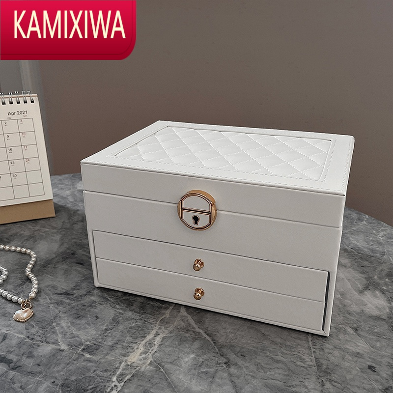 KAMIXIWA大容量精致珠宝首饰盒2022新款高级感手表戒指项链耳钉收纳盒