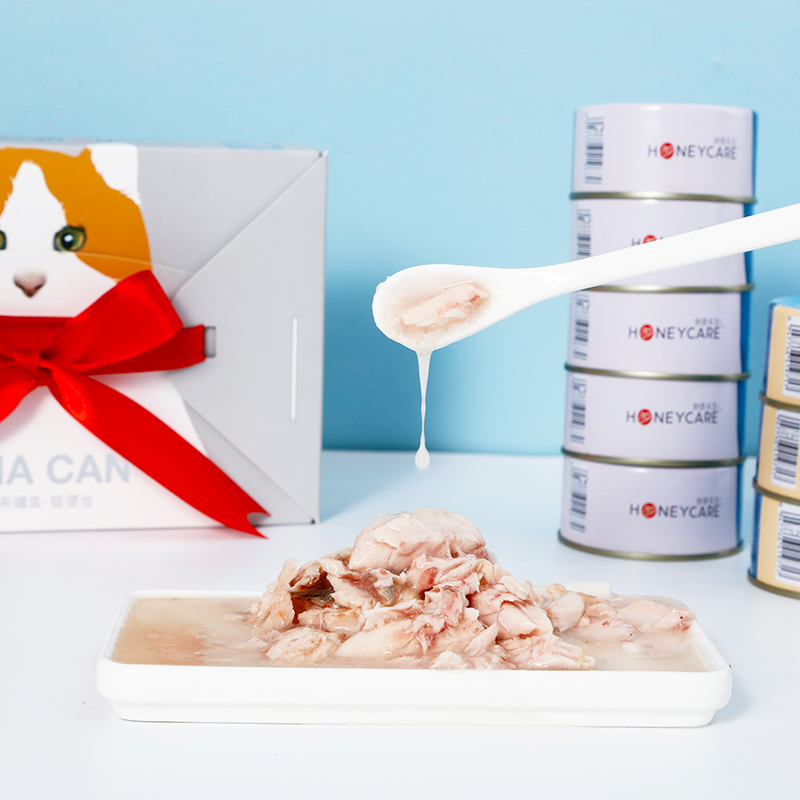 好命天生(Honeycare)猫罐头金枪鱼白肉 宠物猫粮猫湿粮成幼猫咪主粮罐头零食80g*6