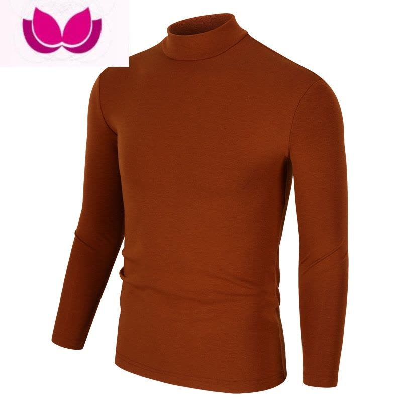 七斓中半高领打底衫男士长袖t恤纯色修身大码保暖秋衣韩版图片