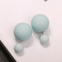 双面磨砂哑光大小珍珠球球耳钉耳饰品女耳环YWKT6756送女朋友七夕情人节礼物