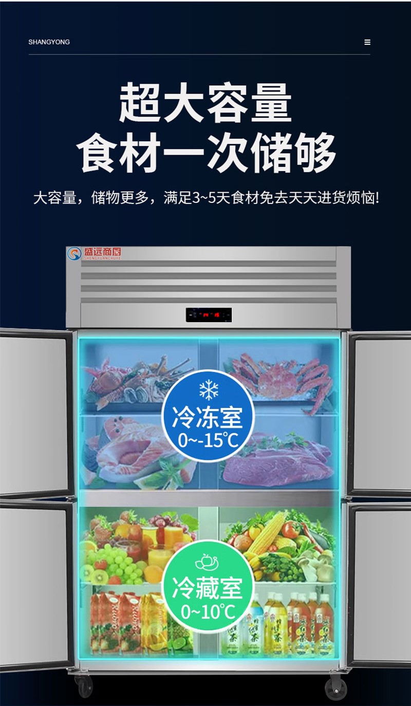 商用经济款冷风柜 立式四门冷柜高清大图