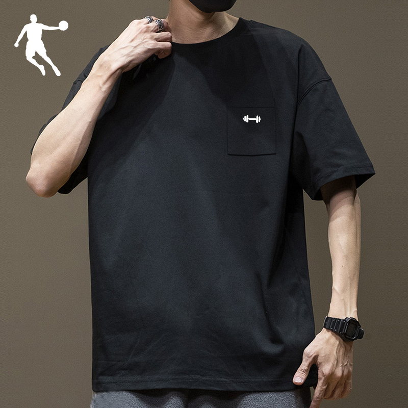 乔丹短袖T恤男夏季新款官方国潮logo印花男装半袖圆领上衣服时尚潮流百搭宽松透气训练运动服学生跑步运动服饰运动T恤男士