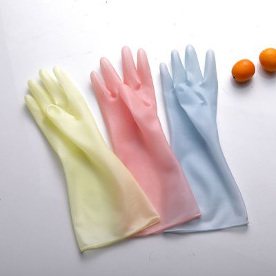 大号l码果冻黄1双洗碗手套家务耐用厨房男女刷碗洗菜橡胶乳胶洗衣服