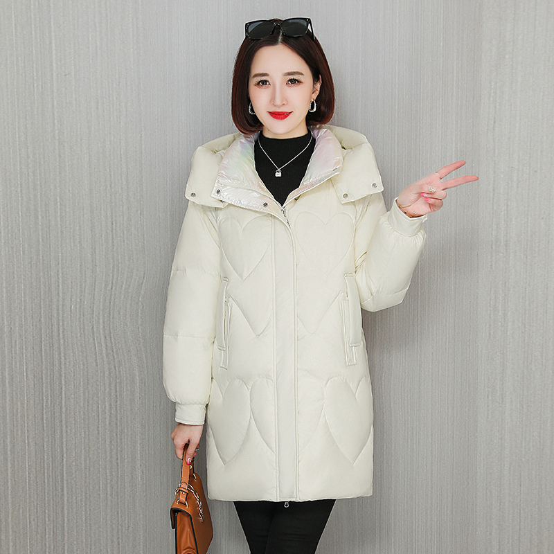 免费试穿 2024冬季雪中鹅羽绒服女新中长款小个子连帽时尚休闲白鸭绒品牌外套羽绒服女冬季中长款时尚连帽洋气修身大码外套 米白色 XL