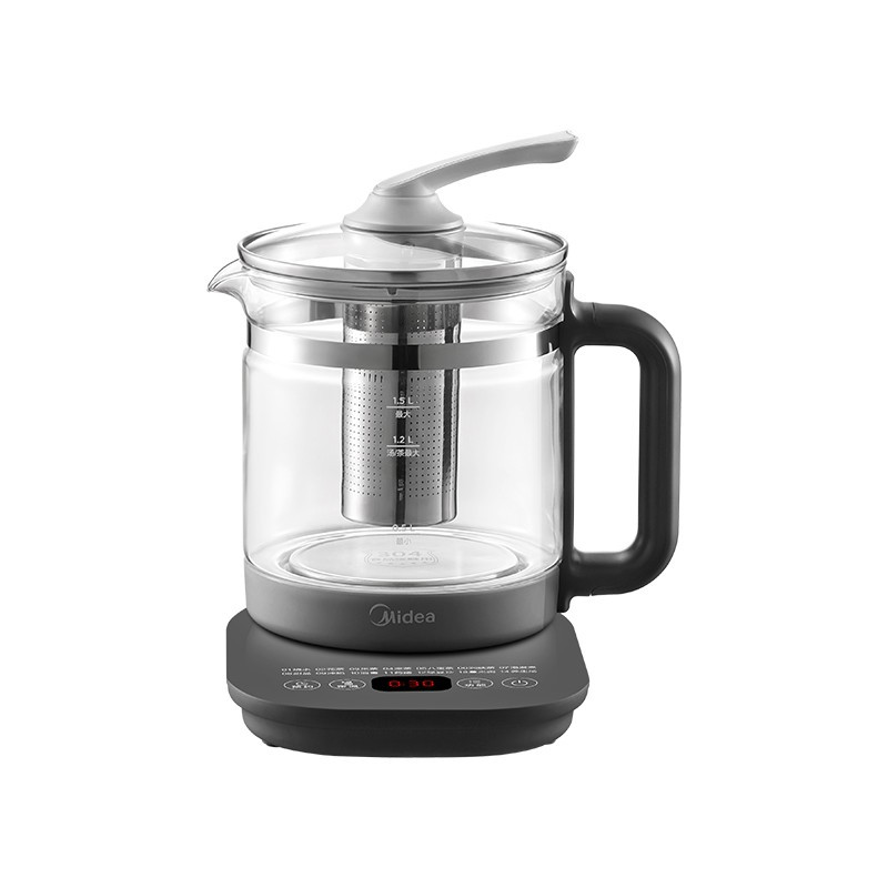 美的midea养生壶电水壶热水壶花茶壶智能煮茶器烧水壶15l玻璃带茶漏款