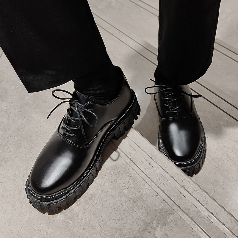枫述秋冬季男鞋休闲商务正装黑色内增高皮鞋男日系百搭ins帅气小皮鞋