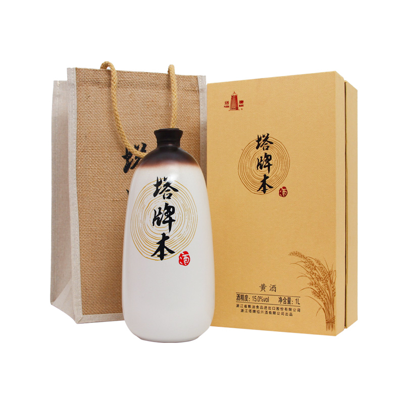 塔牌 绍兴黄酒 本酒 15度 1L 礼盒装 半干型 手工酿造黄酒