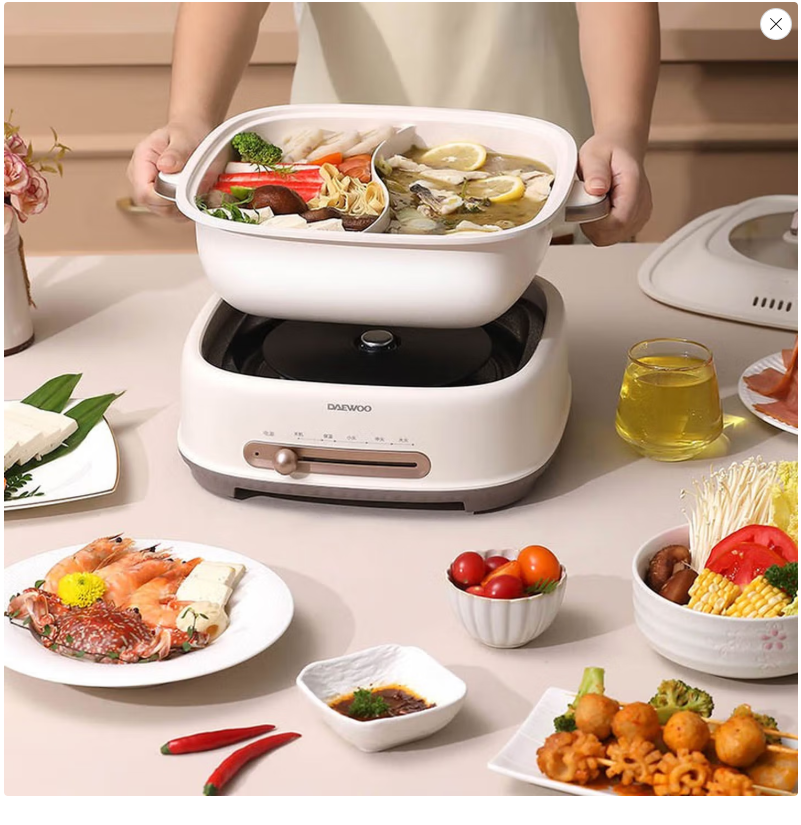 大宇智能电火锅多功能煮食机大容量速热不粘锅时尚便携健康煮食神器高清大图