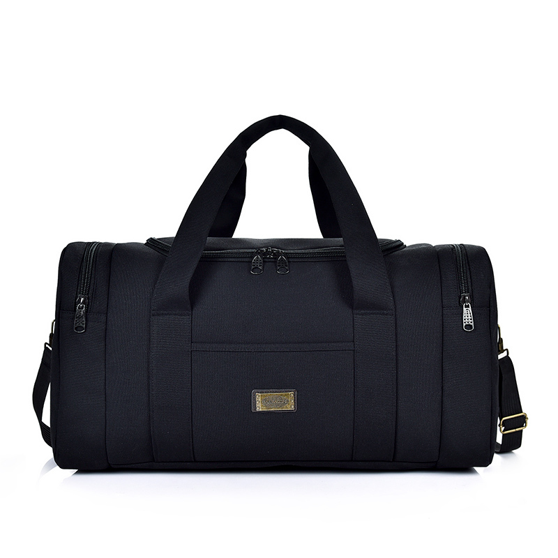 黑色大帆布旅行包男手提包大容量行李包长途旅行出差包单肩收纳待产