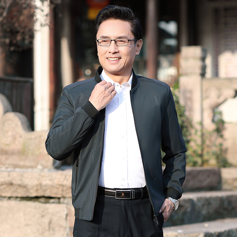 newlake2019新款爸爸秋装外套中老年人春秋季夹克男40中年男士50岁外